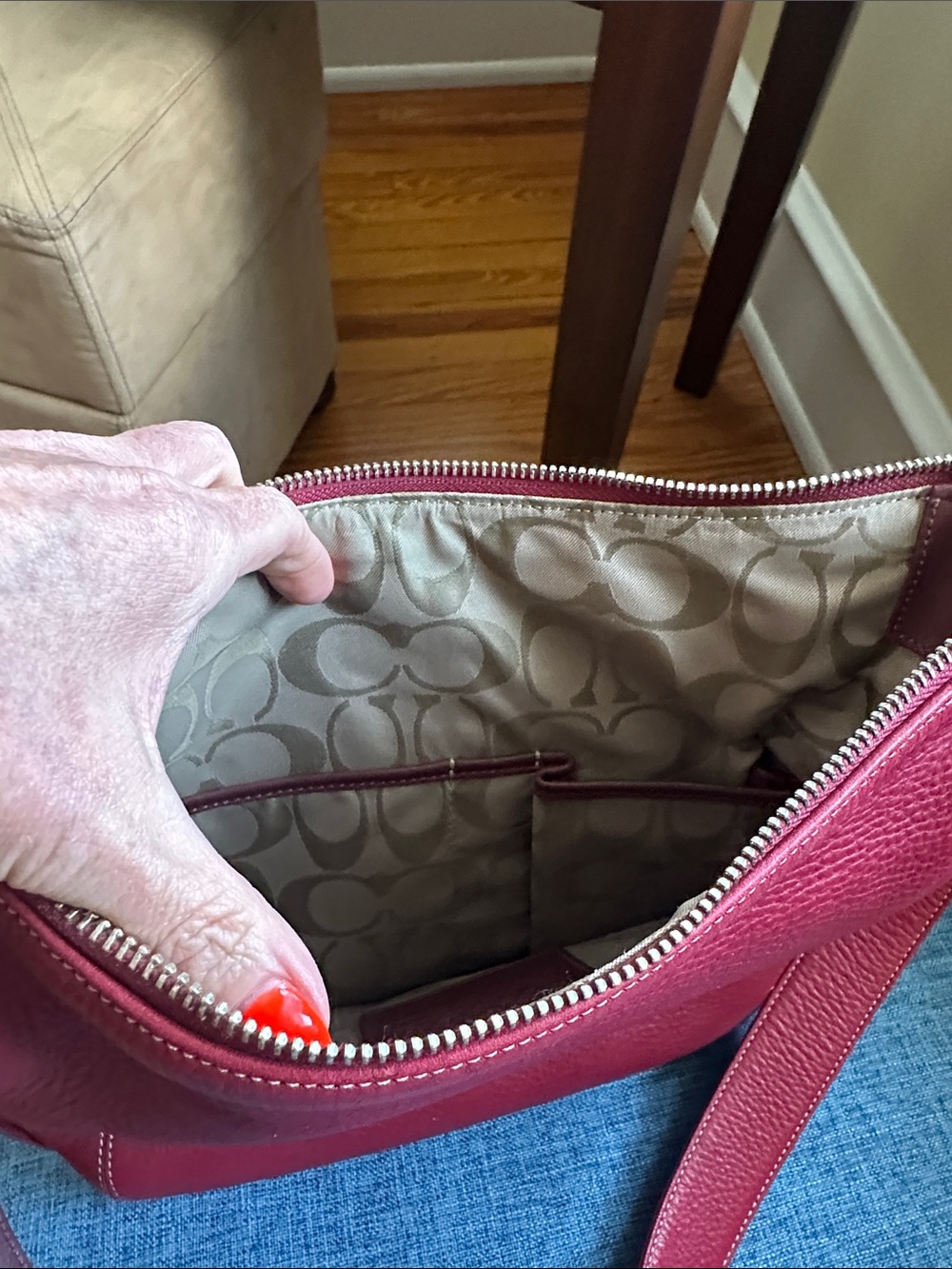 Coach Red Leather Crossbody Shoulder Bag - Picture 10 of 14